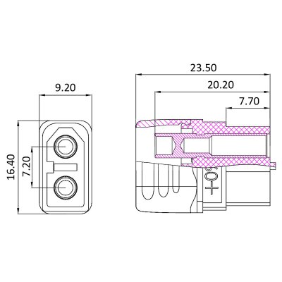 Hochstromstecker/Buchse XT60 vergoldet Grip mit Isolierkappe 1 Paar