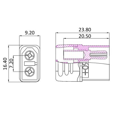 Hochstromstecker/Buchse XT60 vergoldet Grip mit Isolierkappe 1 Paar