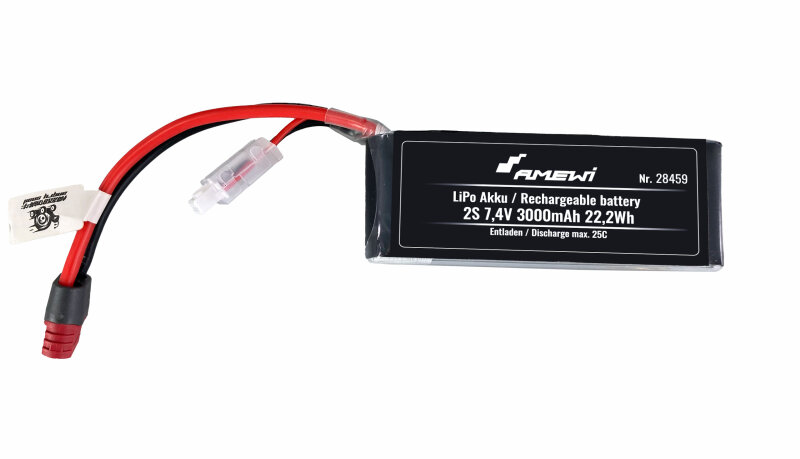 LiPo Akku 2S 7,4V 3000mAh 25C T-Stecker